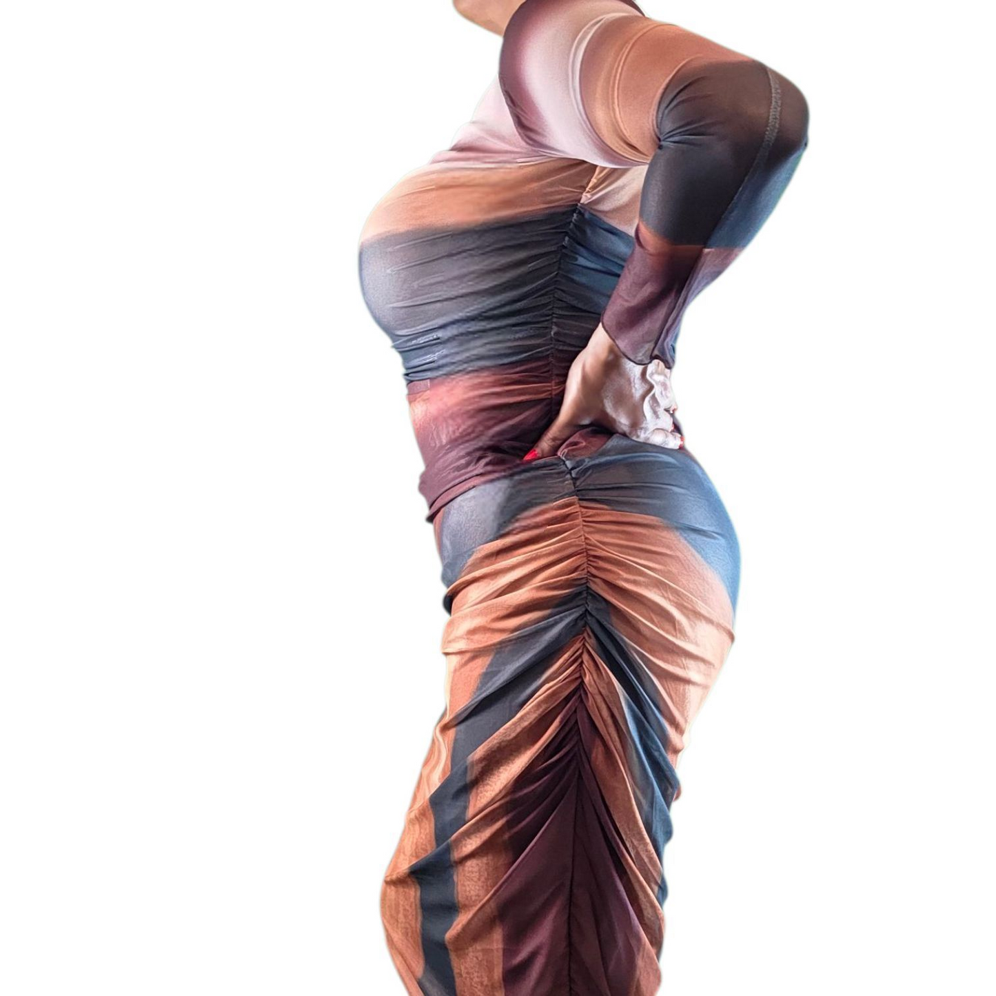 Sheer Long Sleeve Maxi Dress