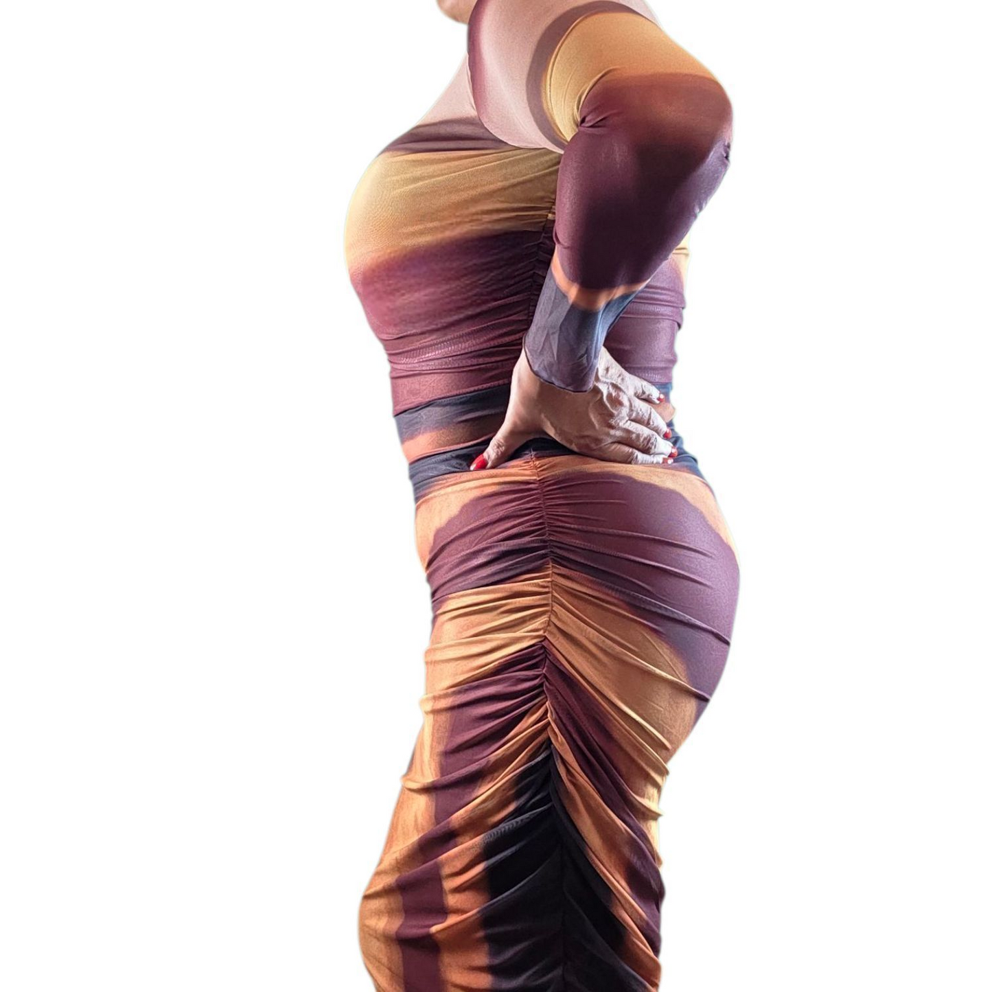 Sheer Long Sleeve Maxi Dress